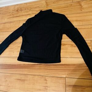 Mesh Black Long Sleeve Crop Top - Women